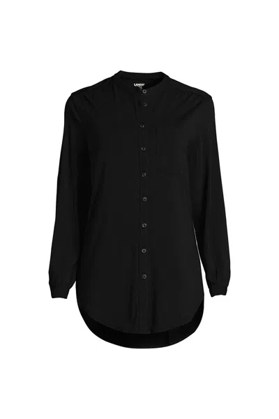 Lands' End Women's Petite Long Sleeve Jersey A-line Tunic In Black