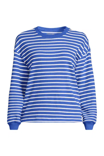 Lands' End Women's Petite Long Sleeve Mariner Jersey T-shirt In Blue