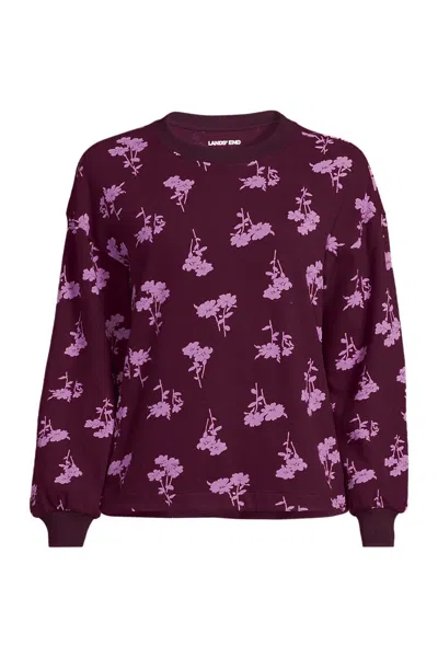 Lands' End Women's Petite Long Sleeve Mariner Jersey T-shirt In Burgundy