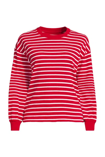 Lands' End Women's Petite Long Sleeve Mariner Jersey T-shirt In Animal Print