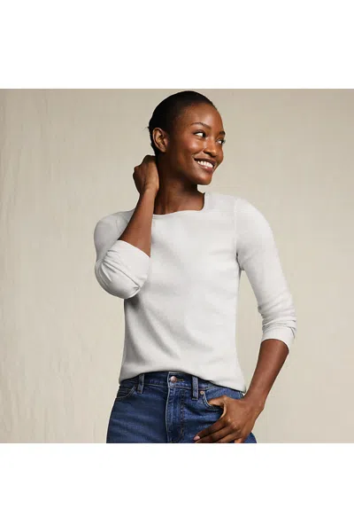 Lands' End Women's Petite Long Sleeve Micro Rib T-shirt In Gray