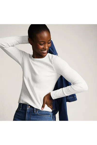 Lands' End Women's Petite Long Sleeve Micro Rib T-shirt In White