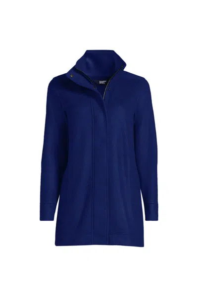 Lands' End Women's Petite Luxe Fleece Coat In Blue