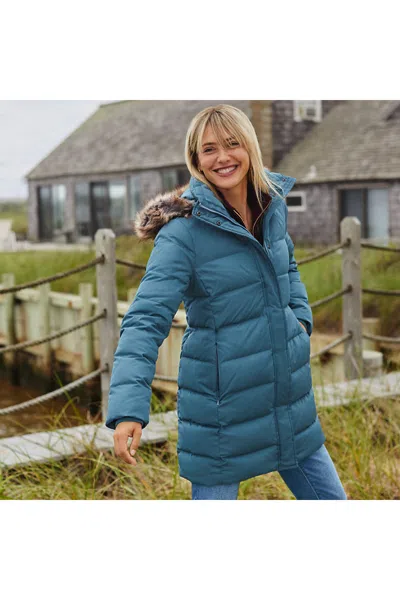 Lands' End Women's Petite Max 600 Down Puffer Coat In Blue