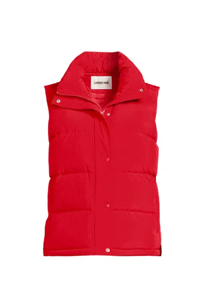 Lands' End Women's Petite Max 600 Down Puffer Vest In Red