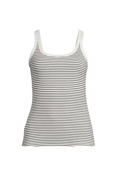 Lands' End Women's Petite Micro Rib Go-to Layering Tank In White