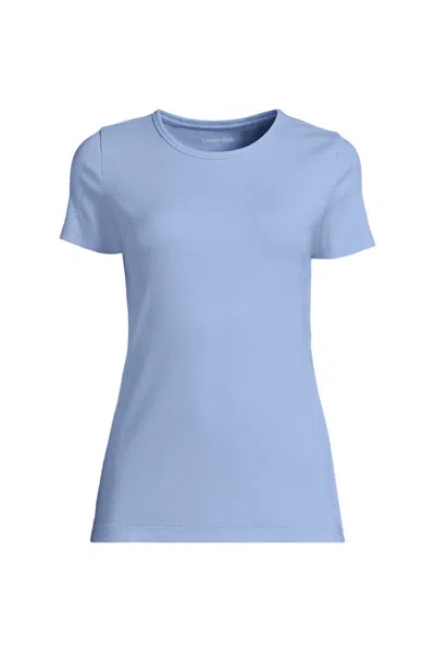 Lands' End Women's Petite Micro Rib T-shirt In Blue