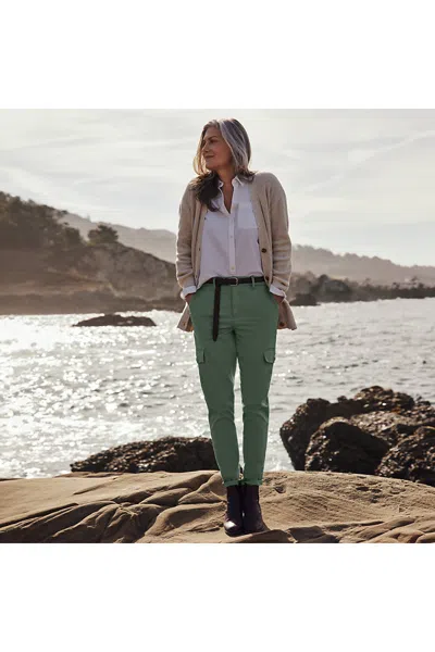 Lands' End Women's Petite Mid Rise Slim Cargo Chino Pants In Green