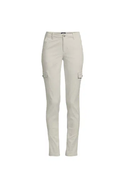 Lands' End Women's Petite Mid Rise Slim Cargo Chino Pants In White