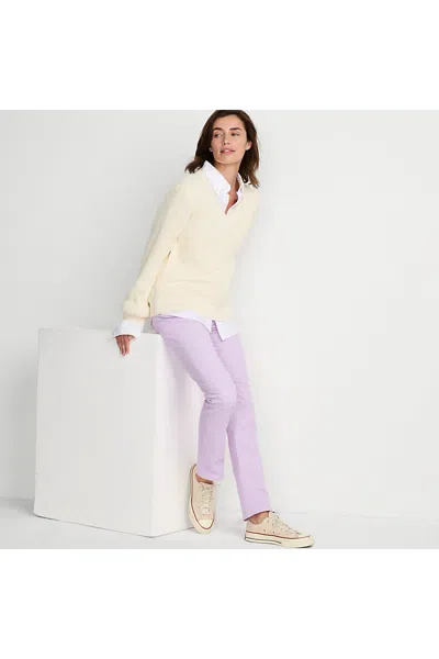 Lands' End Women's Petite Mid Rise Straight Leg Corduroy Pants In Purple