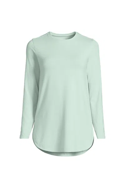 Lands' End Women's Petite Moisture Wicking Upf Sun Long Sleeve Tunic Top In Green