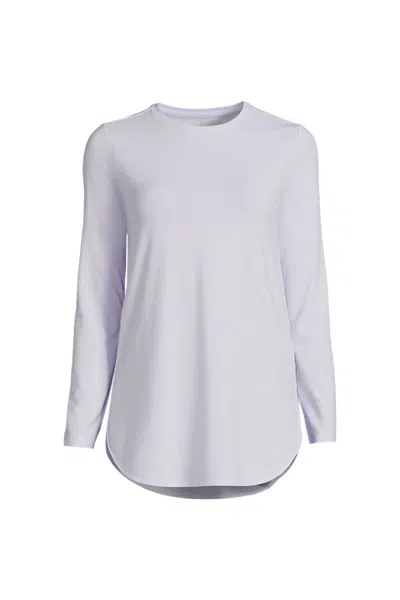 Lands' End Women's Petite Moisture Wicking Upf Sun Long Sleeve Tunic Top In Purple