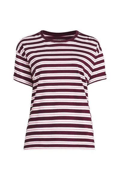 Lands' End Women's Petite Oversized Supima Short Sleeve Crew Neck T-shirt In Red