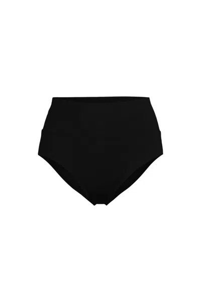 Lands' End Women's Petite Pinchless High Waisted Bikini Bottoms In Black