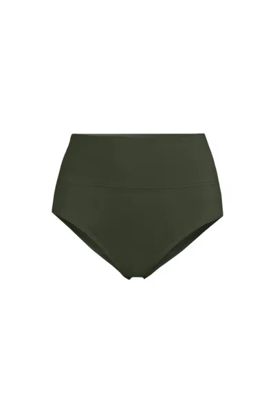 Lands' End Women's Petite Pinchless High Waisted Bikini Bottoms In Green