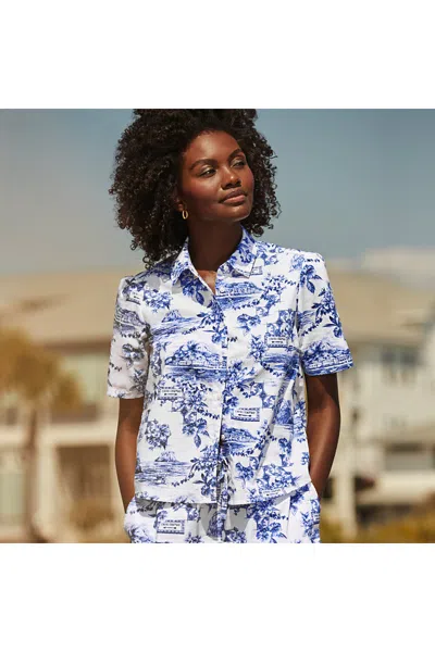 Lands' End Women's Petite Poplin Button Front Shirt In White