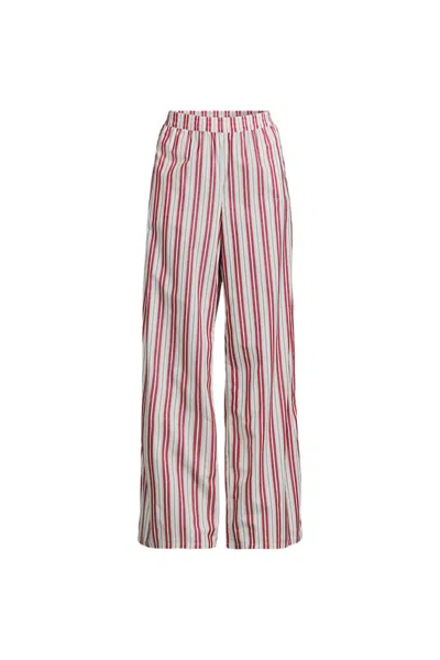 Lands' End Women's Petite Poplin High Rise Extra Wide Leg Pants In Red