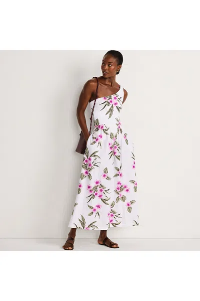Lands' End Women's Petite Poplin Pull On Maxi Skirt In White