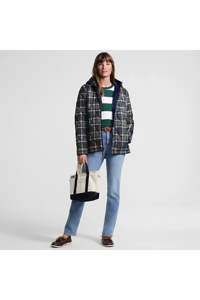 Lands' End Women's Petite Print Featherfree Quilted Insulated Jacket In Blue
