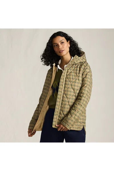 Lands' End Women's Petite Print Featherfree Quilted Insulated Jacket In Tan