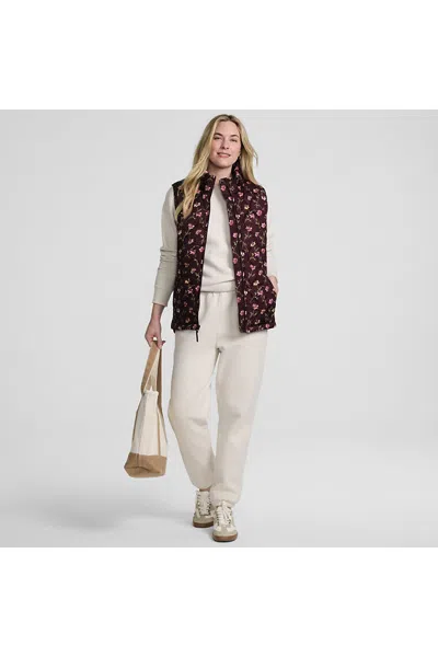 Lands' End Women's Petite Print Featherfree Quilted Insulated Vest In White