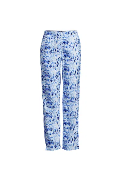 Lands' End Women's Petite Print Flannel Pajama Pants In Blue