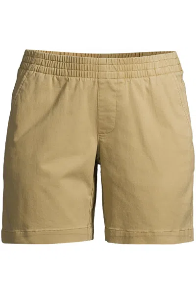 Lands' End Women's Petite Pull On 7" Chino Shorts In Brown