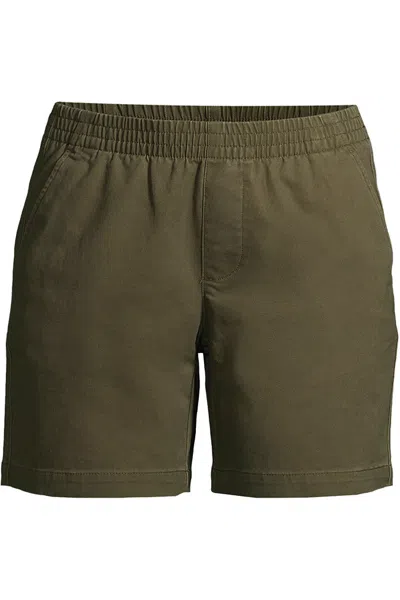 Lands' End Women's Petite Pull On 7" Chino Shorts In Green