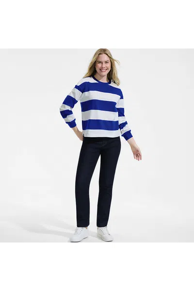 Lands' End Women's Petite Recover High Rise Straight Leg Blue Jeans