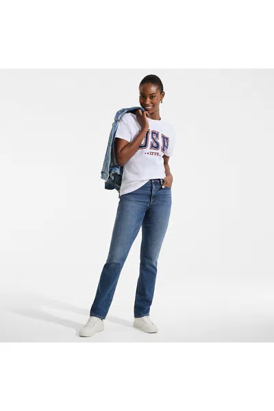Lands' End Women's Petite Recover High Rise Straight Leg Blue Jeans