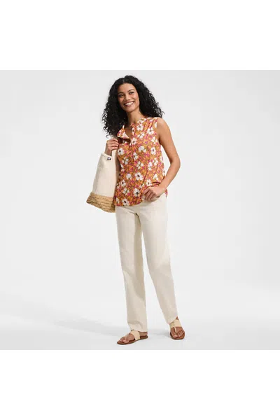 Lands' End Women's Petite Recycled Denim High Rise Straight Leg Jeans In Ivory