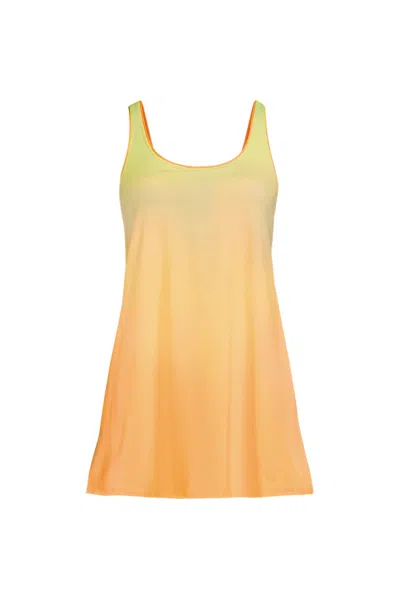 Lands' End Women's Petite Scoop Neck Mini Swim Dress Swimsuit In Orange