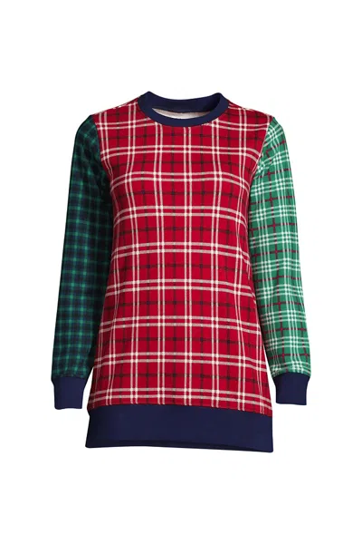 Lands' End Women's Petite Serious Sweats Crewneck Long Sleeve Sweatshirt Tunic In Multi