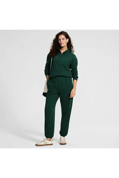 Lands' End Women's Petite Serious Sweats High Rise Jogger Pants - Set Bottom In Green
