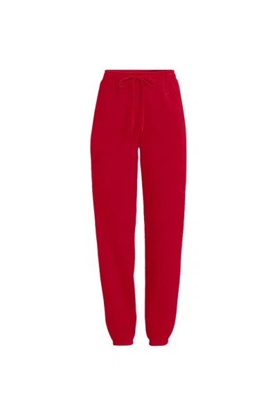 Lands' End Women's Petite Serious Sweats High Rise Jogger Pants - Set Bottom In Red