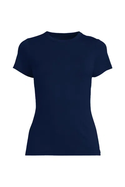 Lands' End Women's Petite Short Sleeve Cooling Crew Neck T-shirt In Blue