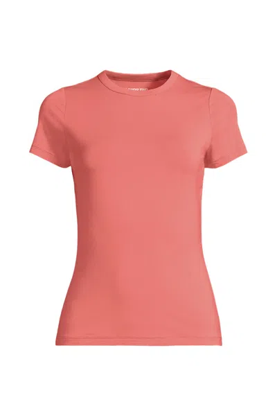 Lands' End Women's Petite Short Sleeve Cooling Crew Neck T-shirt In Pink