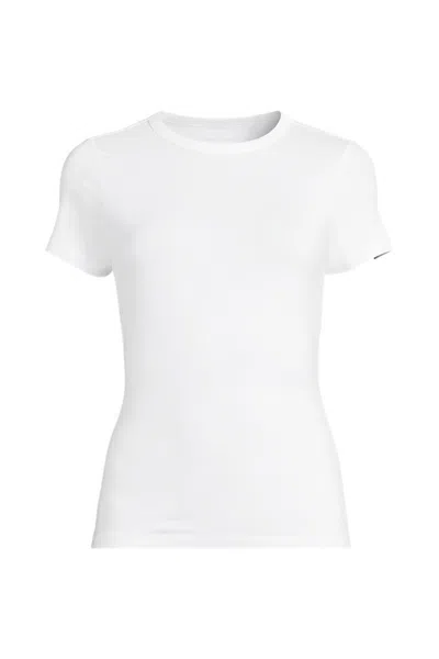 Lands' End Women's Petite Short Sleeve Cooling Crew Neck T-shirt In White