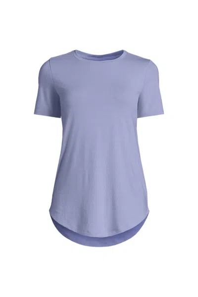 Lands' End Women's Petite Short Sleeve Cooling Performance Tunic Tee In Blue