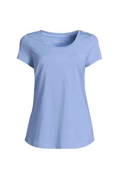 Lands' End Women's Petite Short Sleeve Lightweight Jersey Scoop Neck T-shirt In Blue