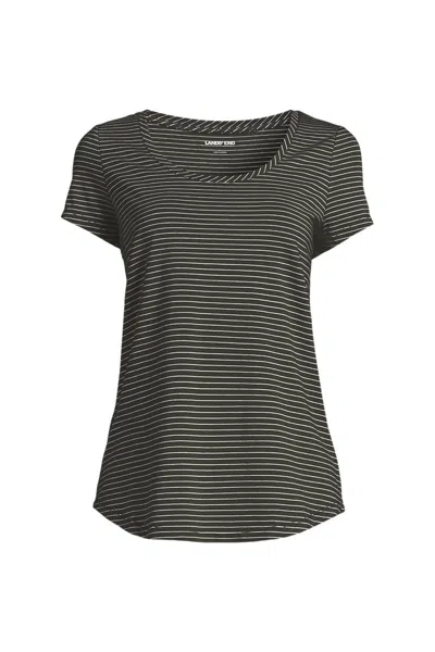 Lands' End Women's Petite Short Sleeve Lightweight Jersey Scoop Neck T-shirt In Green