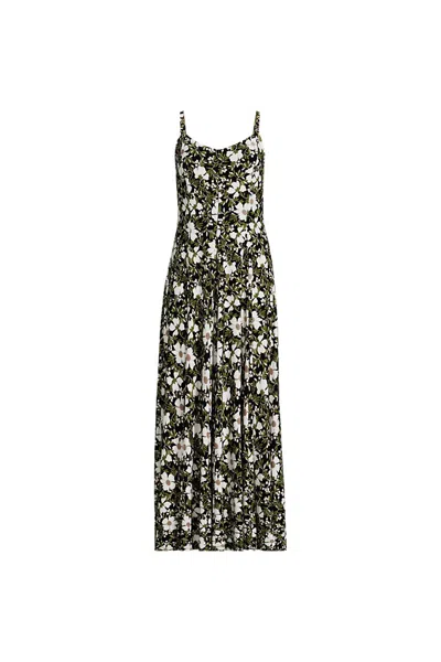 Lands' End Women's Petite Silky Knit Godet Maxi Dress In Black