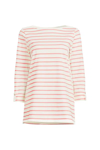 Lands' End Women's Petite Size Supima Cotton Adjustable 3/4 Sleeve Boatneck Tunic In Multi