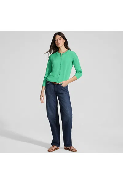 Lands' End Women's Petite Soft Denim Mid Rise Relaxed Straight Leg Jeans In Blue