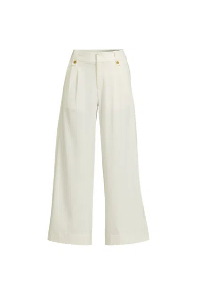 Lands' End Women's Petite Soft Polish High Rise Wide Leg Crop Pants In White
