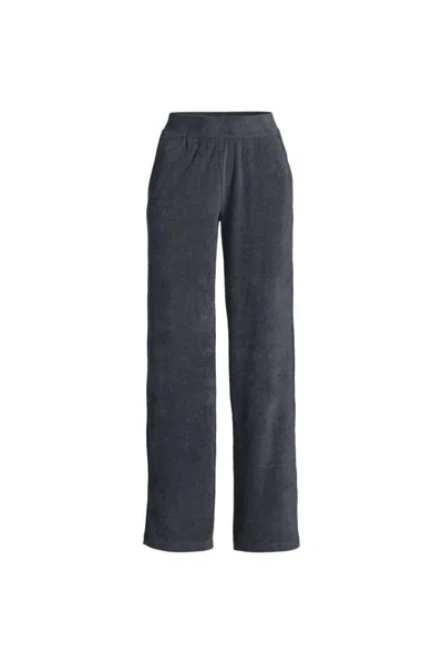 Lands' End Women's Petite Sport Cord High Rise Relaxed Straight Leg Pants In Gray