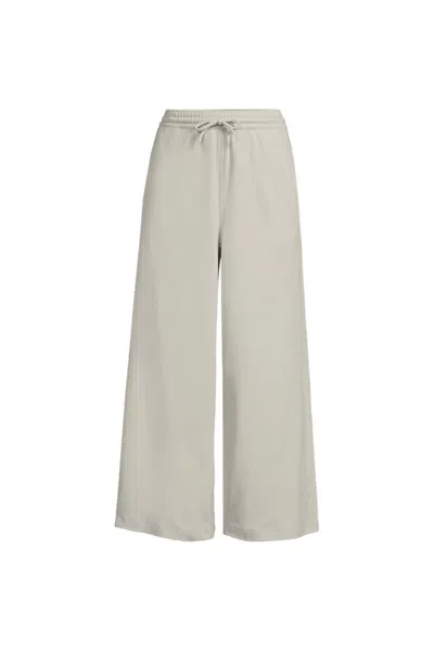 Lands' End Women's Petite Sport Knit Elastic Waist Wide Leg Crop Pants In Pink