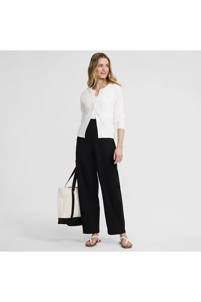 Lands' End Women's Petite Sport Knit High Rise Barrel Ankle Pants In Black
