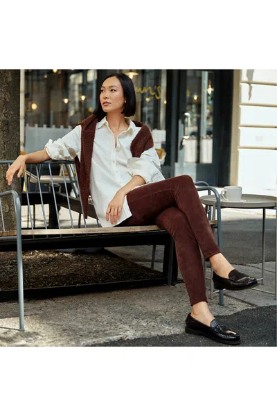 Lands' End Women's Petite Sport Knit High Rise Corduroy Leggings In Brown