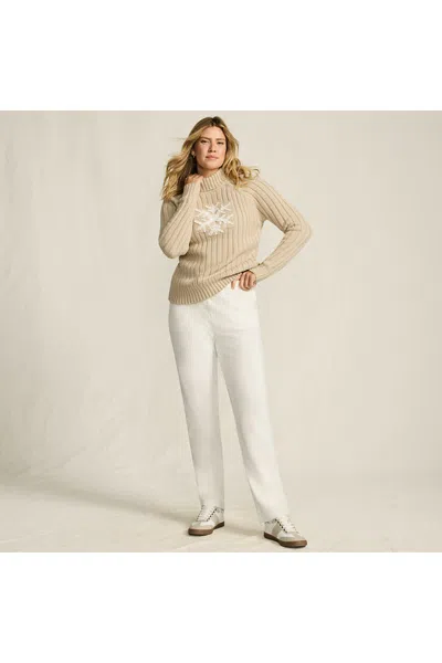 Lands' End Women's Petite Sport Knit High Rise Corduroy Pants In Ivory